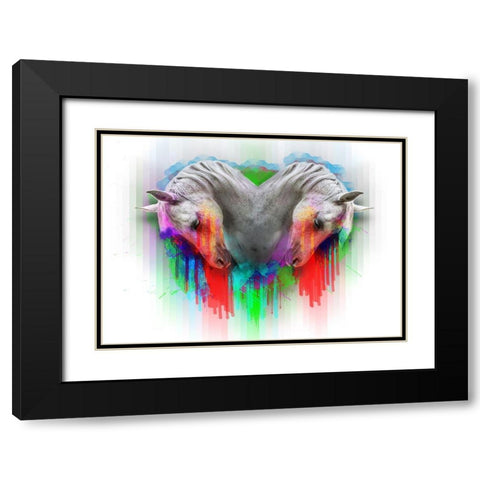 Horses 2 Black Modern Wood Framed Art Print with Double Matting by Henk van Gog