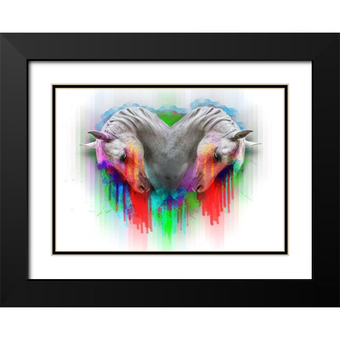 Horses 2 Black Modern Wood Framed Art Print with Double Matting by Henk van Gog