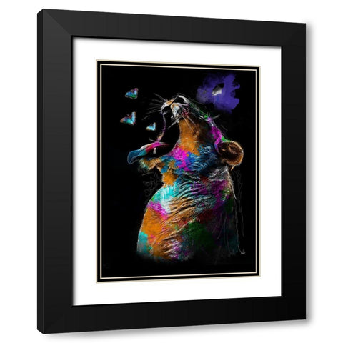 Elephant Black Modern Wood Framed Art Print with Double Matting by Henk van Gog
