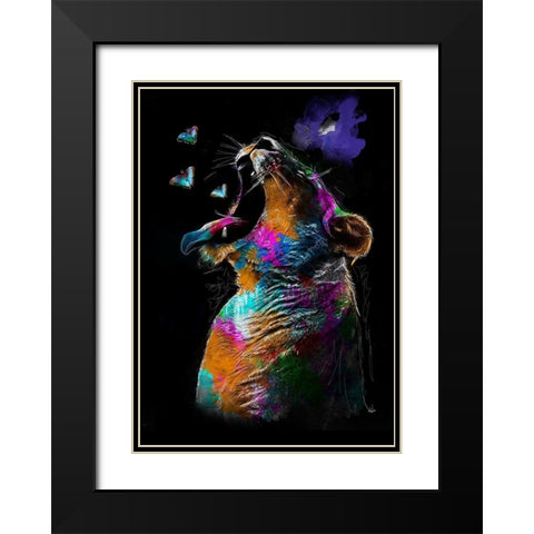 Elephant Black Modern Wood Framed Art Print with Double Matting by Henk van Gog