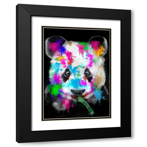Panda Black Modern Wood Framed Art Print with Double Matting by Henk van Gog