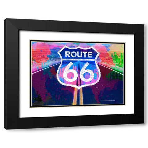 Route 66 Black Modern Wood Framed Art Print with Double Matting by Henk van Gog