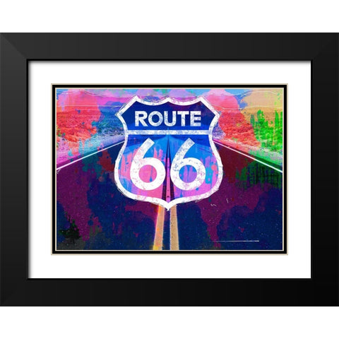 Route 66 Black Modern Wood Framed Art Print with Double Matting by Henk van Gog