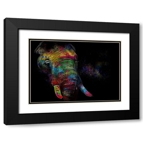 Elephant Black Modern Wood Framed Art Print with Double Matting by Henk van Gog