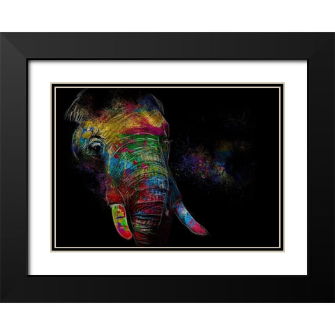 Elephant Black Modern Wood Framed Art Print with Double Matting by Henk van Gog
