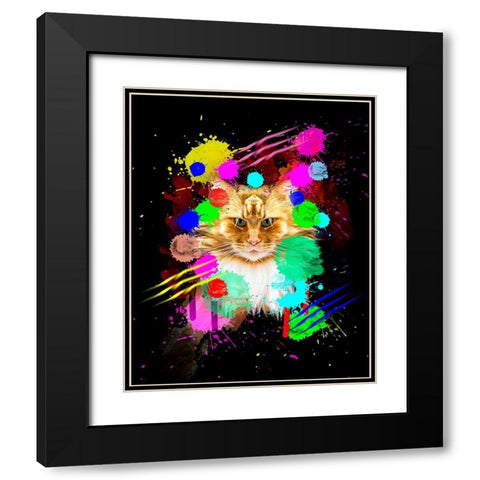 Cat Black Modern Wood Framed Art Print with Double Matting by Henk van Gog