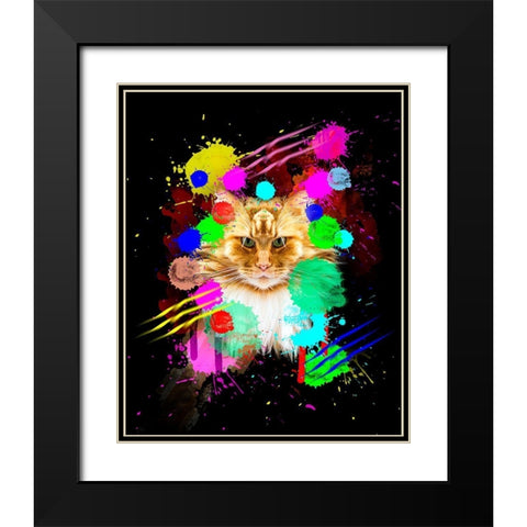 Cat Black Modern Wood Framed Art Print with Double Matting by Henk van Gog