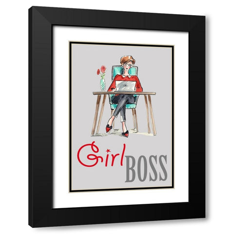 Girl Boss Black Modern Wood Framed Art Print with Double Matting by Holzner, Renate