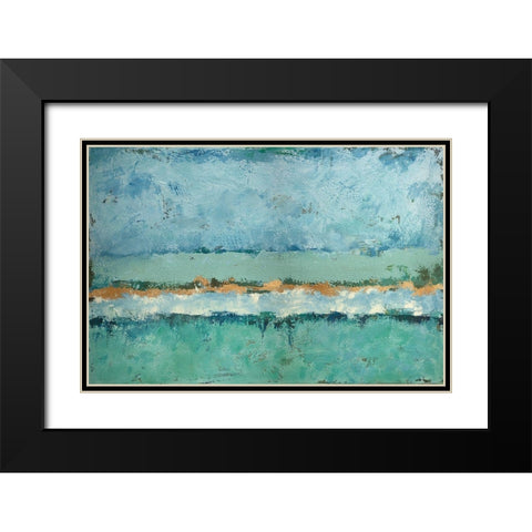 Bluegreen Harmony Black Modern Wood Framed Art Print with Double Matting by Holzner, Renate