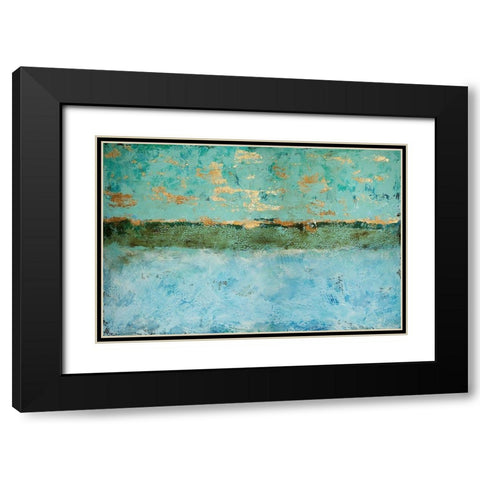 Golden Horizon Black Modern Wood Framed Art Print with Double Matting by Holzner, Renate
