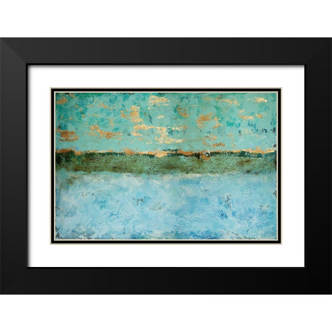 Golden Horizon Black Modern Wood Framed Art Print with Double Matting by Holzner, Renate