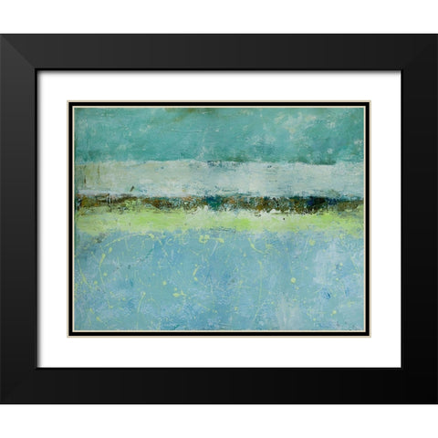 Green Horizon Black Modern Wood Framed Art Print with Double Matting by Holzner, Renate