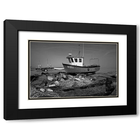 BOAT IN BLACK AND WHITE II Black Modern Wood Framed Art Print with Double Matting by Fossey, George