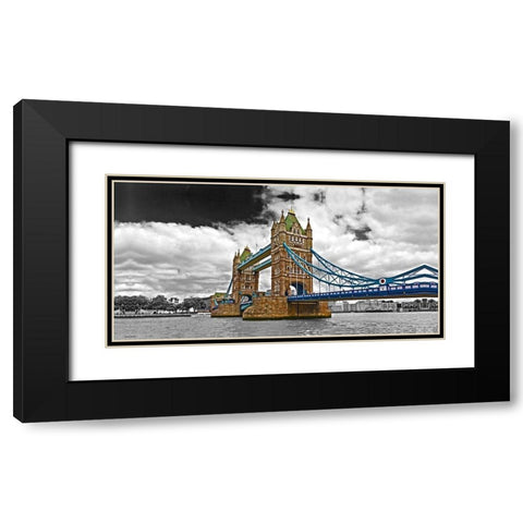 COLOURED TOWER BRIDGE Black Modern Wood Framed Art Print with Double Matting by Fossey, George