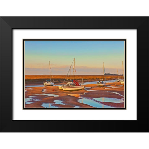 SUNSET BOAT I Black Modern Wood Framed Art Print with Double Matting by Fossey, George