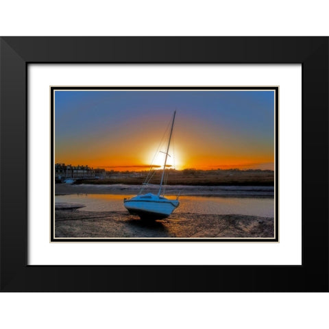 SUNSET BOAT II Black Modern Wood Framed Art Print with Double Matting by Fossey, George