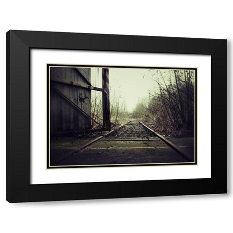 TRAINRAIL Black Modern Wood Framed Art Print with Double Matting by Carlier, Dick