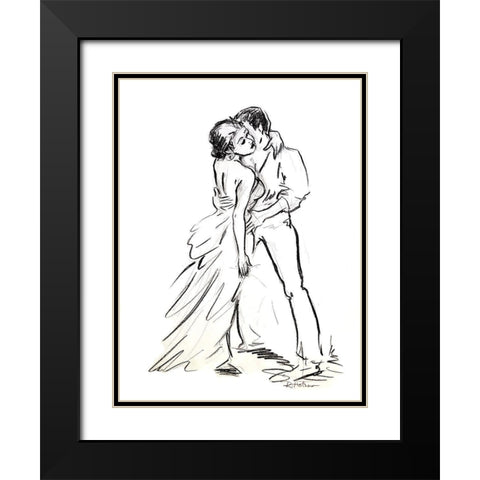 Romeo And Juliette Black Modern Wood Framed Art Print with Double Matting by Holzner, Renate