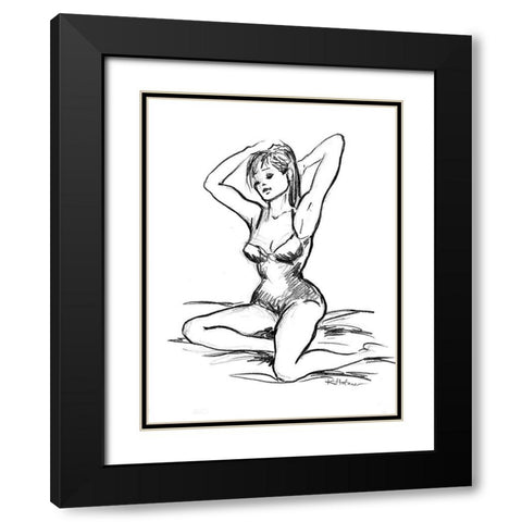 Lilly Black Modern Wood Framed Art Print with Double Matting by Holzner, Renate
