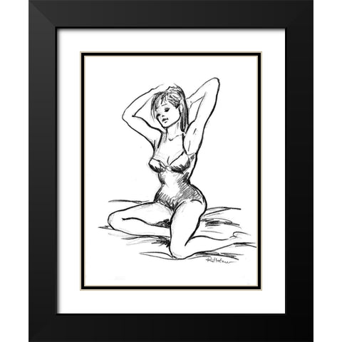 Lilly Black Modern Wood Framed Art Print with Double Matting by Holzner, Renate