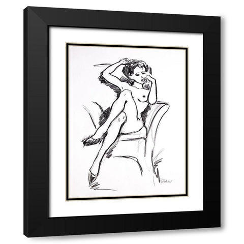 Angie Black Modern Wood Framed Art Print with Double Matting by Holzner, Renate