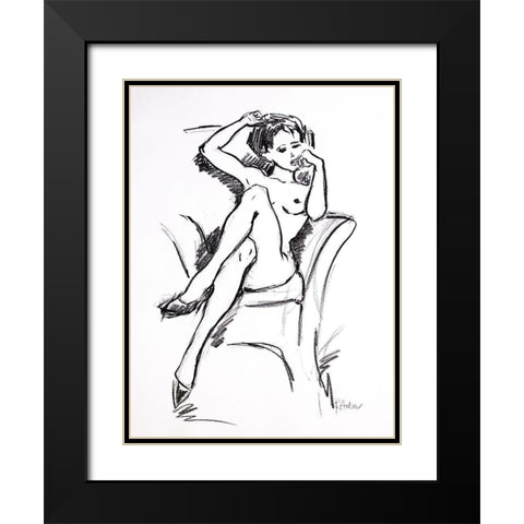 Angie Black Modern Wood Framed Art Print with Double Matting by Holzner, Renate