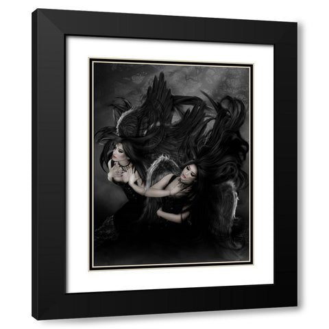 Embrace Your Darkness Black Modern Wood Framed Art Print with Double Matting by Babette
