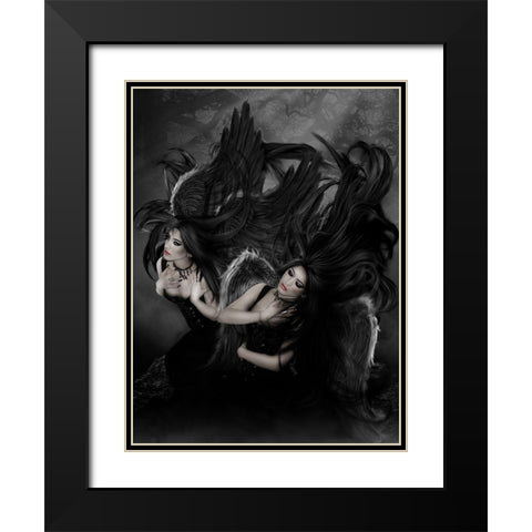 Embrace Your Darkness Black Modern Wood Framed Art Print with Double Matting by Babette