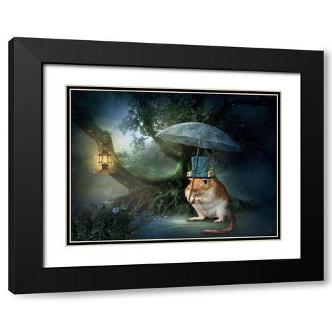Steampunk Mouse Black Modern Wood Framed Art Print with Double Matting by Babette