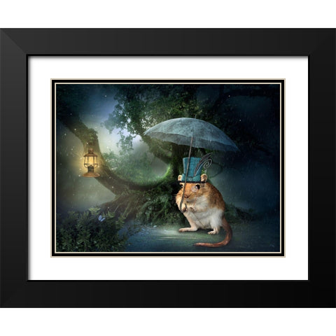 Steampunk Mouse Black Modern Wood Framed Art Print with Double Matting by Babette