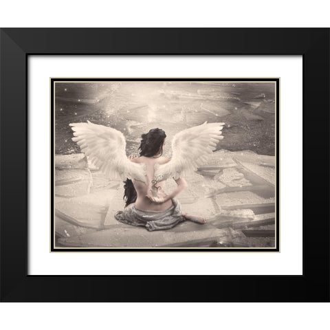 Angel Babette Black Modern Wood Framed Art Print with Double Matting by Babette