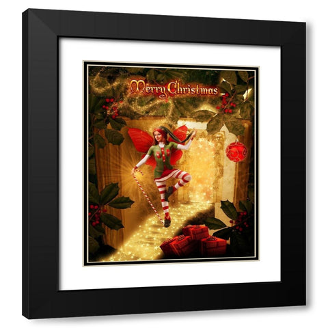 Christmas joy Black Modern Wood Framed Art Print with Double Matting by Babette