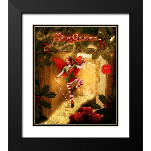 Christmas joy Black Modern Wood Framed Art Print with Double Matting by Babette