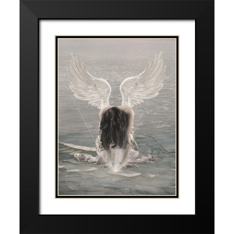 Cold Heart Black Modern Wood Framed Art Print with Double Matting by Babette