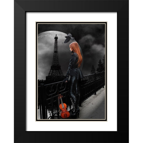 Lonely Paris Black Modern Wood Framed Art Print with Double Matting by Babette