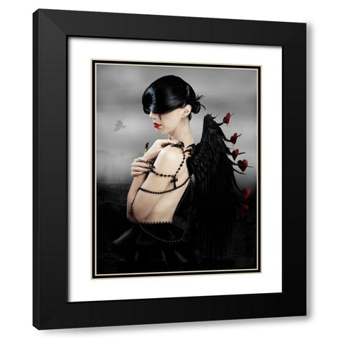 Love Hurts Black Modern Wood Framed Art Print with Double Matting by Babette