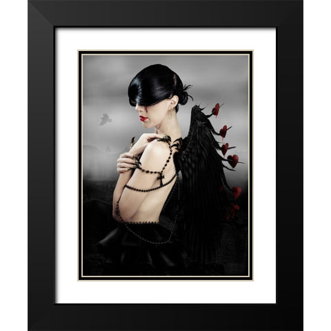 Love Hurts Black Modern Wood Framed Art Print with Double Matting by Babette