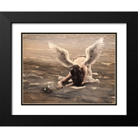 Snowdrops Black Modern Wood Framed Art Print with Double Matting by Babette