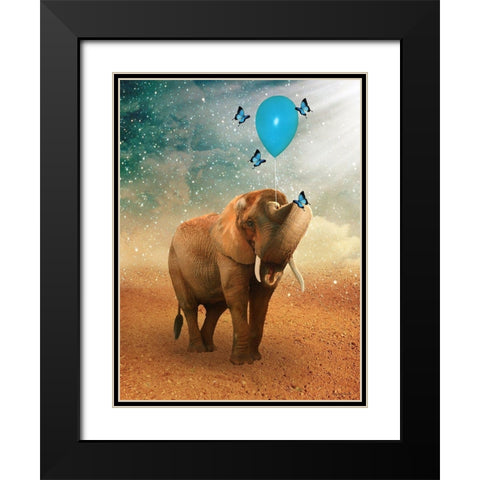 The Elephant Ricardo 4 Black Modern Wood Framed Art Print with Double Matting by Babette