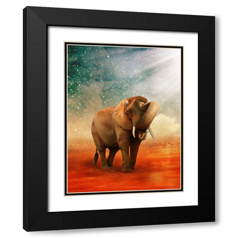 The Elephant Ricardo 5 Black Modern Wood Framed Art Print with Double Matting by Babette