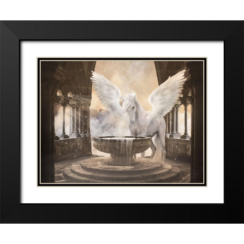 The Unicorn from Heaven Black Modern Wood Framed Art Print with Double Matting by Babette