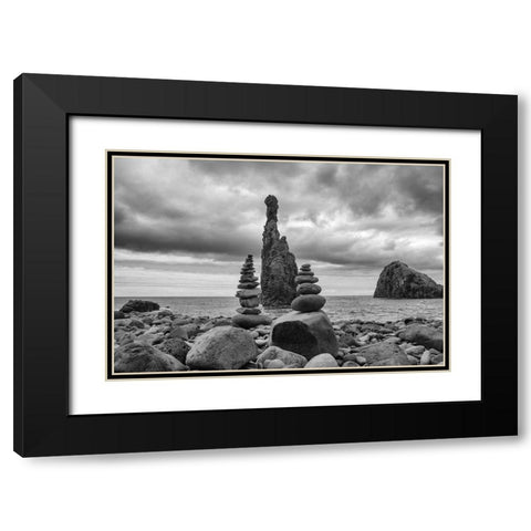 Stones Black Modern Wood Framed Art Print with Double Matting by Carlier, Dick