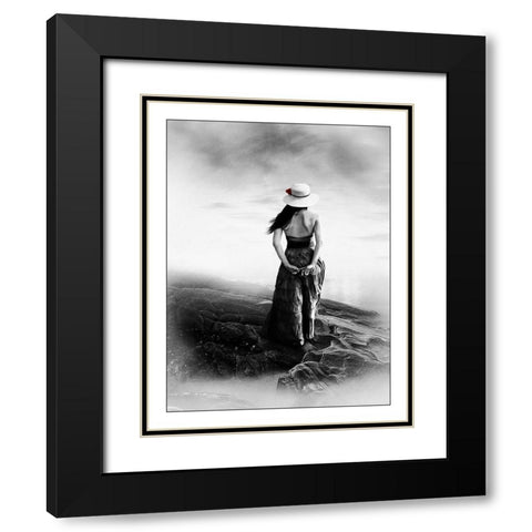 Seashore Black Modern Wood Framed Art Print with Double Matting by Babette