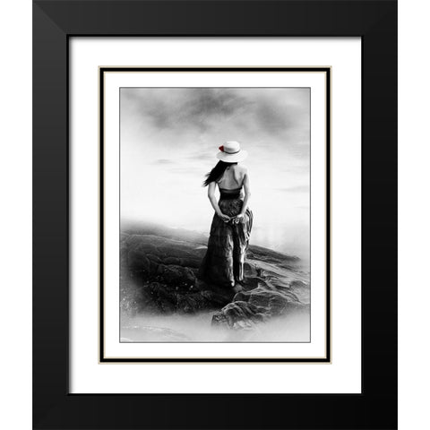 Seashore Black Modern Wood Framed Art Print with Double Matting by Babette