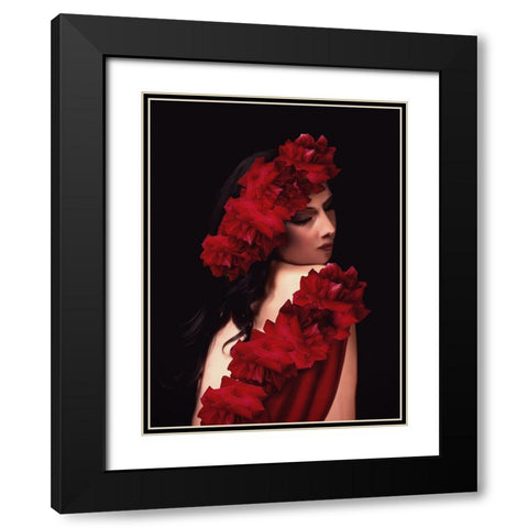Spanish Rose Black Modern Wood Framed Art Print with Double Matting by Babette