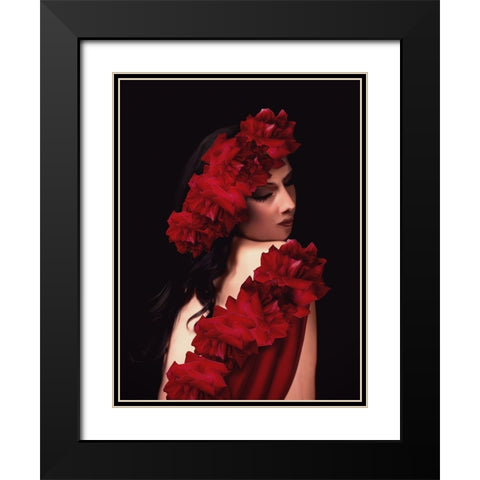 Spanish Rose Black Modern Wood Framed Art Print with Double Matting by Babette