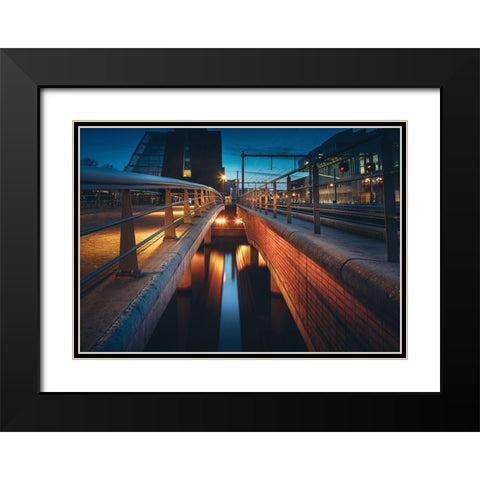 Trainstation Black Modern Wood Framed Art Print with Double Matting by van Gog, Henk