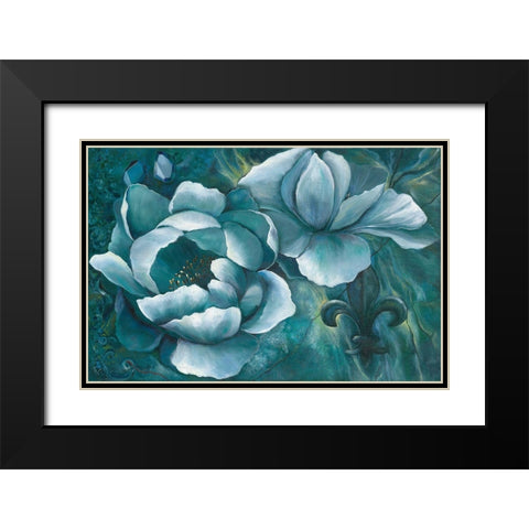 Blue Blooming Black Modern Wood Framed Art Print with Double Matting by Withaar, Rian