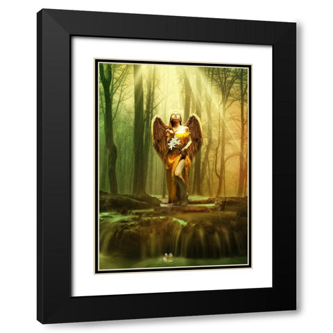 Angel Gabriel Black Modern Wood Framed Art Print with Double Matting by Babette