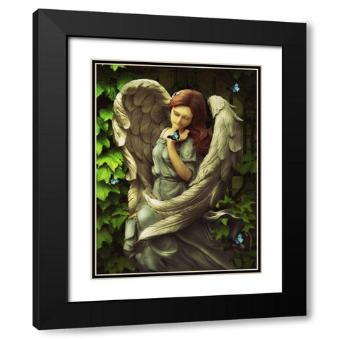 Angel Oriphiel Black Modern Wood Framed Art Print with Double Matting by Babette